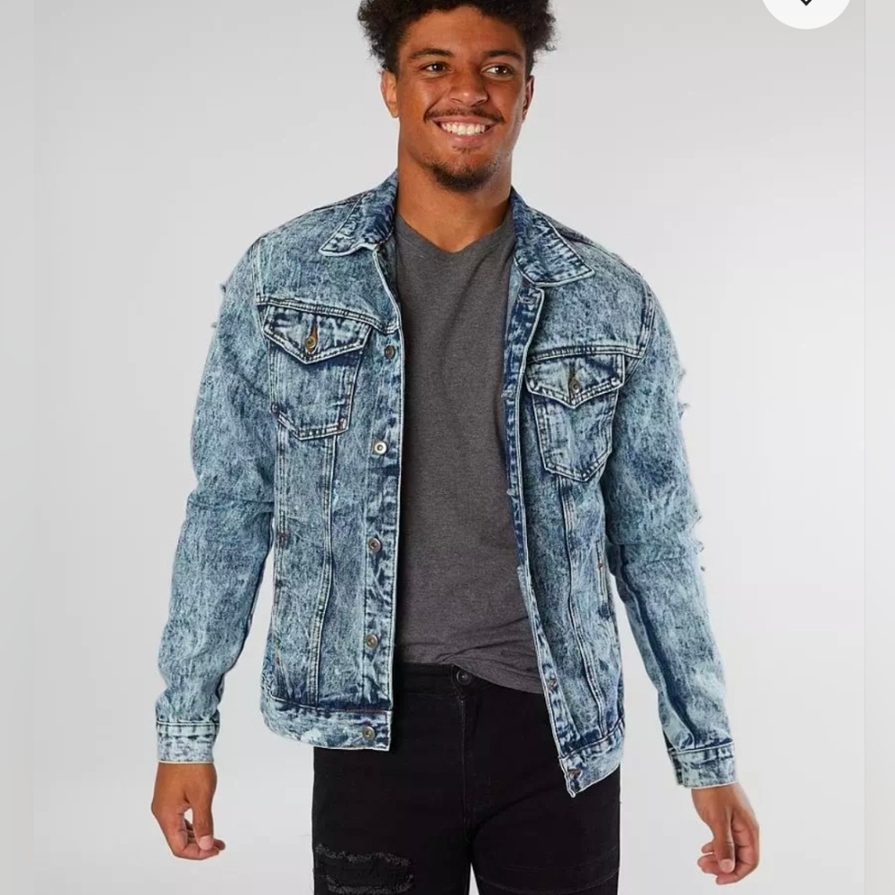 ❤️ BUCKLE BKE ACID WASHED DENIM JEAN JACKET, LARGE